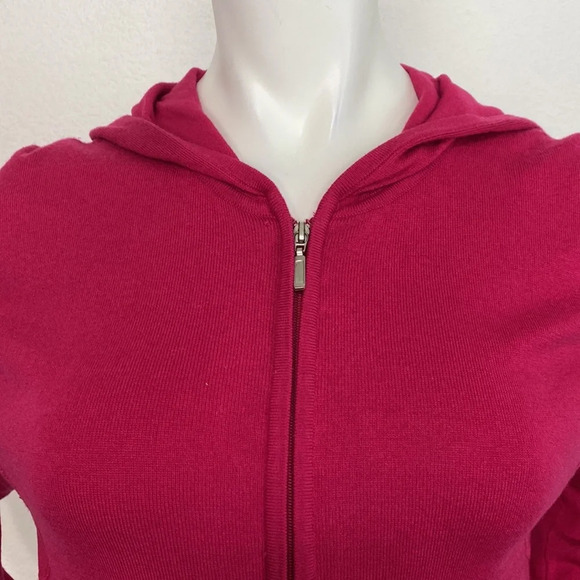 Chico's Platinum Pink Silk Cashmere Blend Long Sleeve Full Zip Hoodie Size 1=M - Picture 5 of 10